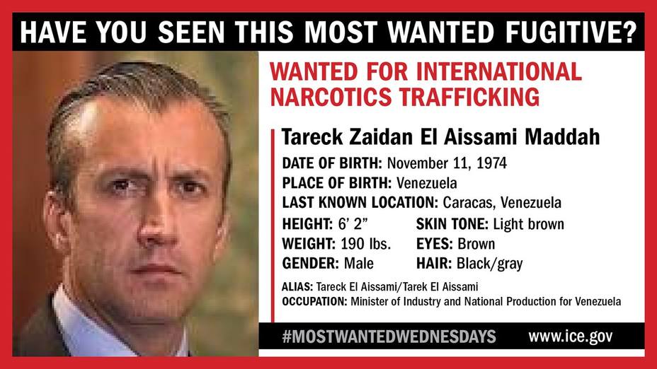 Tareck El Aissami entre los más buscados por narcotráfico internacional