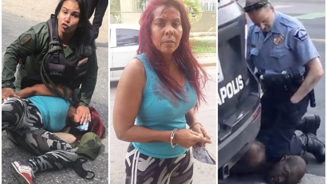 Brutal abuso de una militar de Maduro contra una civil, genera comparaciones con el caso de George Floyd