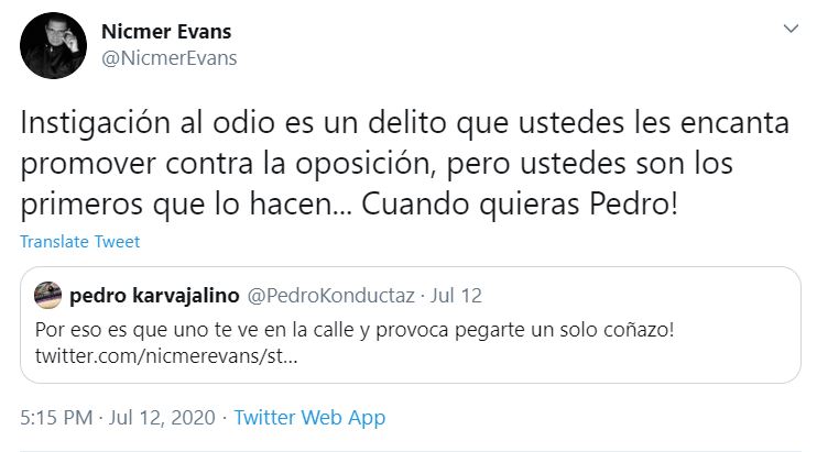 Este fue el tuit que desató la furia de Maduro contra Nicmer Evans