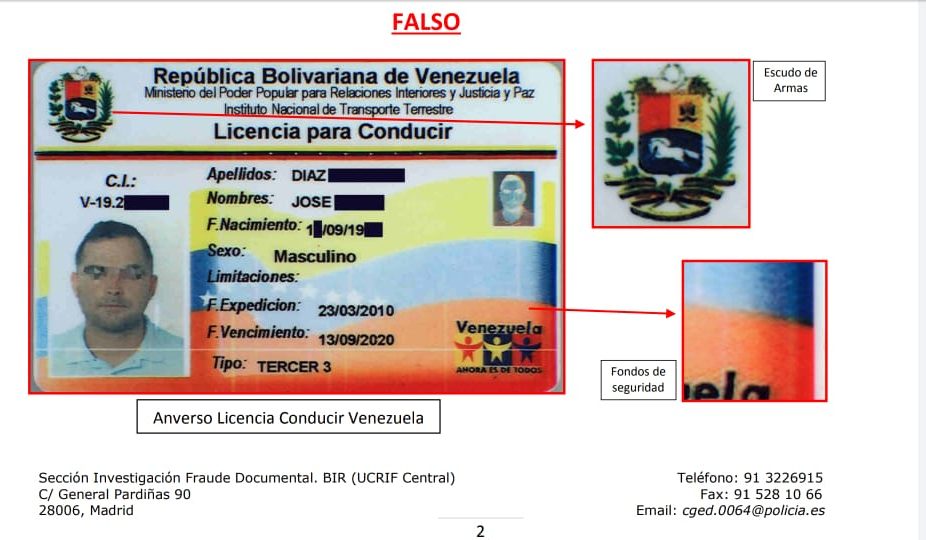 Decomisan más de 800 permisos de conducir de venezolanos falsificados en España