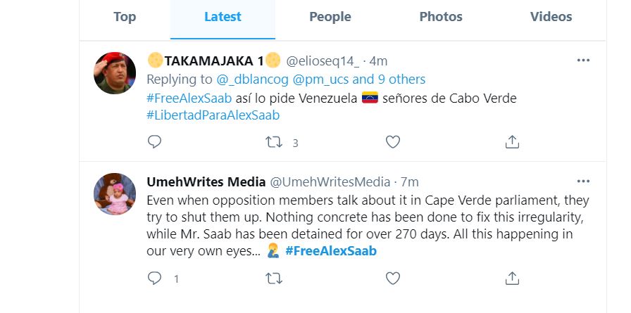 Twitter por la liberación de Alex Saab - Primer Informe