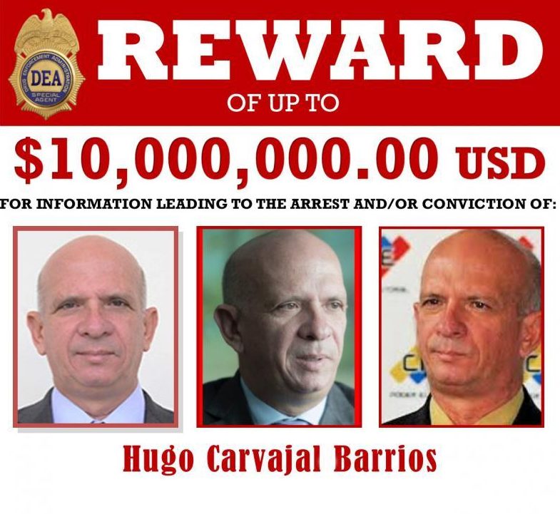 Tras reaparición del «Pollo» Carvajal, EEUU ofrece $10 millones por su captura